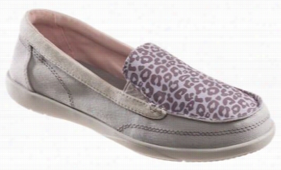 Crocs Walu Ii Lepard Print Canvas Loafers For Ladies?? - Ilght Grey/pearl White - 10m