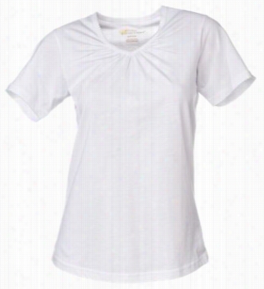 Natural Reflections Gathered V-neck Shirt For Ladies - White - L