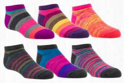 Natural Reflections Marled Stripe No Sho W Socks For Ladies - 6-pair Pack