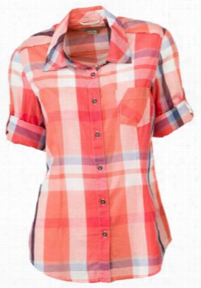 Natural Reflectiions Roll-up Sleeve Plaid Shirt On Account Of Ladies - Hibiscus Plaid - L