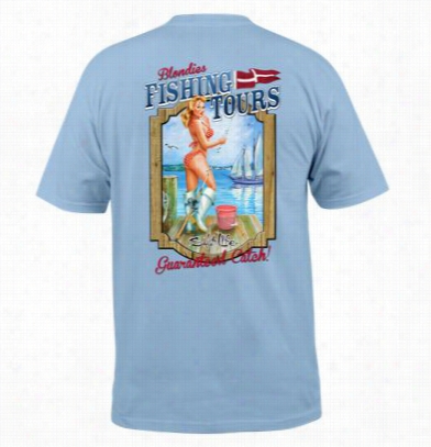 Salt Life Blondies Fishing Tours Pocket T-shirt Fkr Men - Sky Blue - Xl