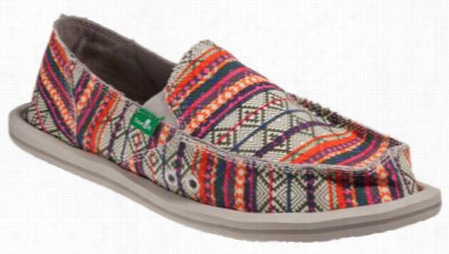 Sanuk Donn A Tribal Sidwalk Usrfers Shoes For Ladies - Magenta/multi Tribal Stripe - 10 M