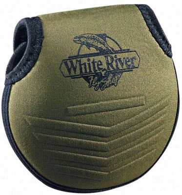 White Rier Fly Shop Neoprene Reel Pouch - Olive - 4