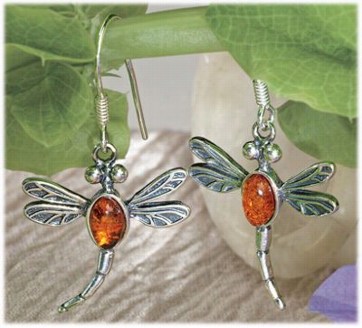 Amber Dragonfly Jewelry Collection - Earrings