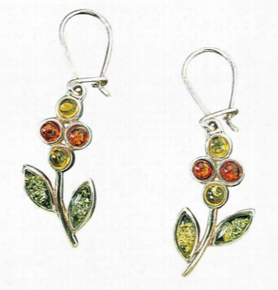 Amber Floral Sterliin G Silver Earrings