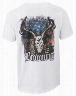 Browning Patriotic Skull T-shirt For Men - White - S