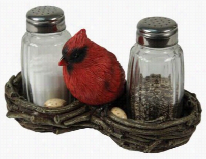 Cardinal Holder With Glass Salt And Pepper Shaker Est