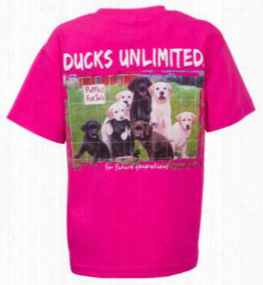 Ducks Unlimited Puppies For Sale Duet T-shirt For Kids - Hot Pink - Xs