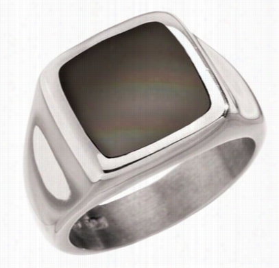 Kabana  Jeselry Sterliing Silver Pegasus Inlay Ring For Men - Black Mother Of Pearl - 11