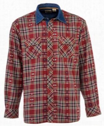 Redhead Ranch Collection Jacquard Shirt With Deenim Collar For Men - Oxblood - L