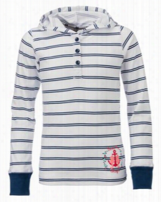 Striped Hoodie For Toddlers Or Girls - White - 4-5