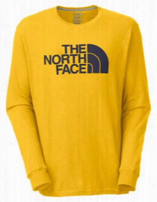 The North Face Half Dome Long Sleeve  Tee Shirt For Men - Sulphur Yellow/cosmic Blue - Xl