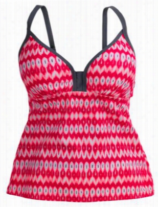 Frank Country Mix And Match Collection Tidal Wave Tankini For Ladies - Coral Coast/cloud Grey - L