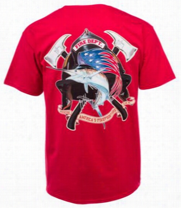 Guy Harvey Fire Department T-shirt For Men - Red - 3xl