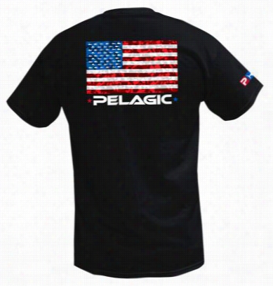 Pelagic American Camo T-shirt For  Mmen - Blac, - L