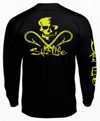 Salt Life Neon Skull And Hooks Pocket T-shirt For Men  - Bpack - Xl