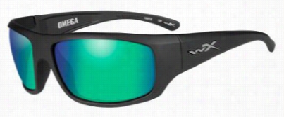 Wiley X Boss Omega  Active Lifestyle Polarized Sunglasses - Matte Blackk/emerald Mirror