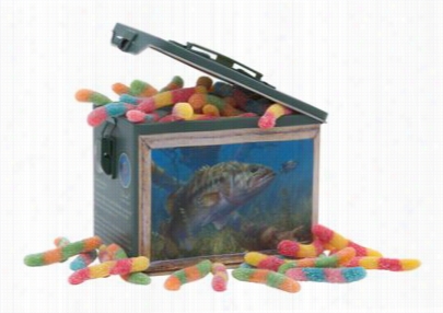 Bass Fishing Collectible Tin With Sour Gummi Worms