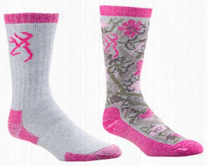 Browwning Boot Socks For Ladies - 2-pair Pack - Assorted Pink