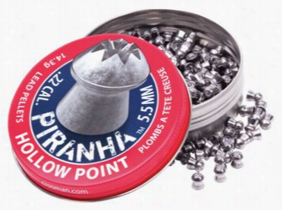 Crosman Piranha Hollow Poi Nt Lead Airgun Pellets - .22