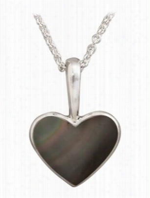 Kabana Jewelry Sterling Silver 18' Necklace With Ujliet Heart Pednant - Black Mother Of Pearl