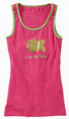 Natural Reflections Kiss My Bass Rib Tank Top For La Dies - Pink Lemonade - L