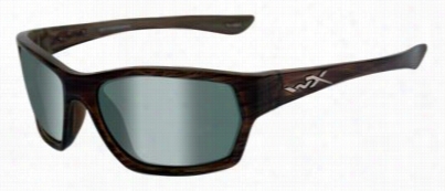 Wiley X X Moxy Poolarized Sunglasses - Olive Stripegreen Platium Flash Mirror