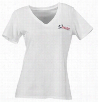 World Wide Sportsman Logo V-neck T-shi Rt For Ladies - White -- L