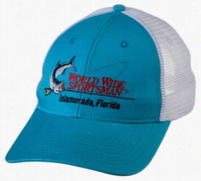 World Wide Sportsman Twill Mesh Cap With Embroidered Logo - Turquoise
