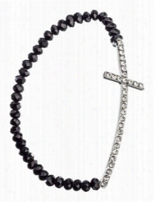 Alxea's Angels Side Cross Stretchh Bracelet - Black