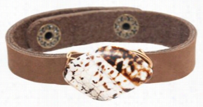 Amanda  Lbu Single  Leather Wrap Bracelet Wit Speckled Agate -7'