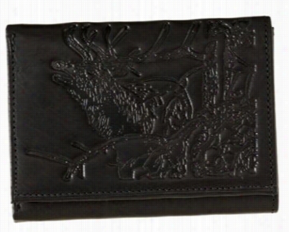 Embossed Tri-fold Leather Walle - Forest Elk