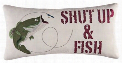 Gibson  Lakke Shut Up &; Fish Embroidered Throw Pillow