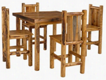 Lodgepole Pub Collection 5-piece Table And Barstool Set