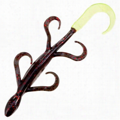 Squirmin' Lizard - 4" - Black Red Flake Chartreuse Tail