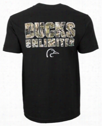 Ducks Unlimited  Collegiate Camo T-shirt For Men- Black - S