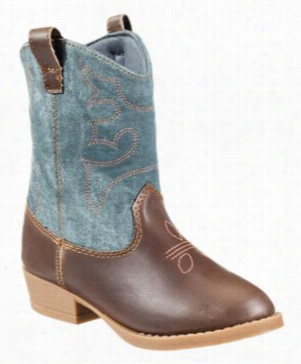 Natuural Steps Creed Western Boots For Youth - Borwn/denim - 1