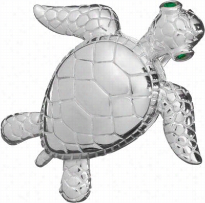 Sterling Silver Turtle Pendant With Crystal Eyes