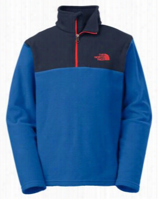 The North Face Glacier 14/-zip Fleece Pupl Over For Boys - Mosnter Blue/fiery Red - L