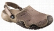 Crocs Swiftwater Leather Clogs for Men - Khaki/Espresso - 10 M