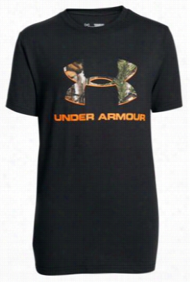 Under Armour Camo Fill  Logo T-shirt For Boys - Black/traffic Cone Orange - S