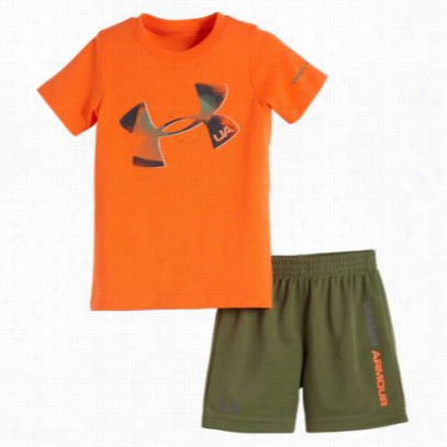 Under Armour Logo T-shirt And Shrots Set For Babies - Bolt Orange - 18 Months