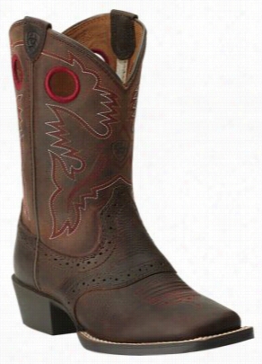 Ariat Roughstock Western Boots For Ki Ds - Rown Oiled Rowwdy - 1.5 M