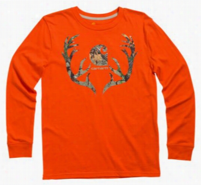 Carhartt Camo Antlers Long Sleeve T-shirt For Boys - Blaze Orange/realtree Xtra - 6