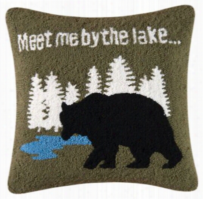 Gibson Lake Assemblage Meet Me At The Lake Embroidered Throw Pillow