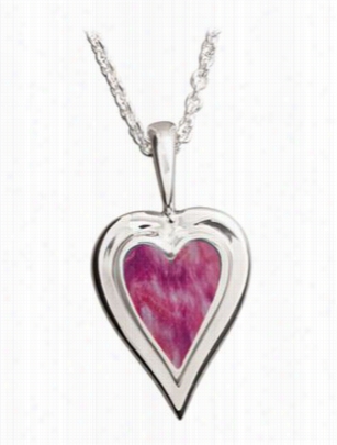 Kabana Jewelry Sterling Silver 18' Necklace With Tara Heart Pendant - Spiny Oyster Purple