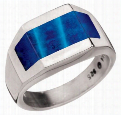 Kabana Jeewelry Sterling Silve R Nautilus Inlay Ring For Men - Lapis - Size 10.