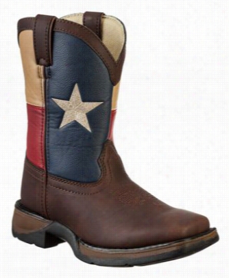 Lil' Durango Texaas Flga Pull-on Western Boots For Youth - Brown/texas Flag - 1 M