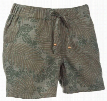 Naural Reflections Plam Print Drawstring Shorfs  For Ladies - Dusty Olive - L