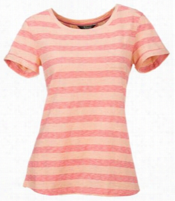 Natural Reflections Striped Scoop Neck Top For Ladies - Spiced Coral - L